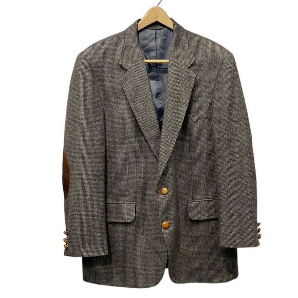 Oak Creek for Dillards Sport Coat 41 R Herringbone Check Elbow Patch 41‎